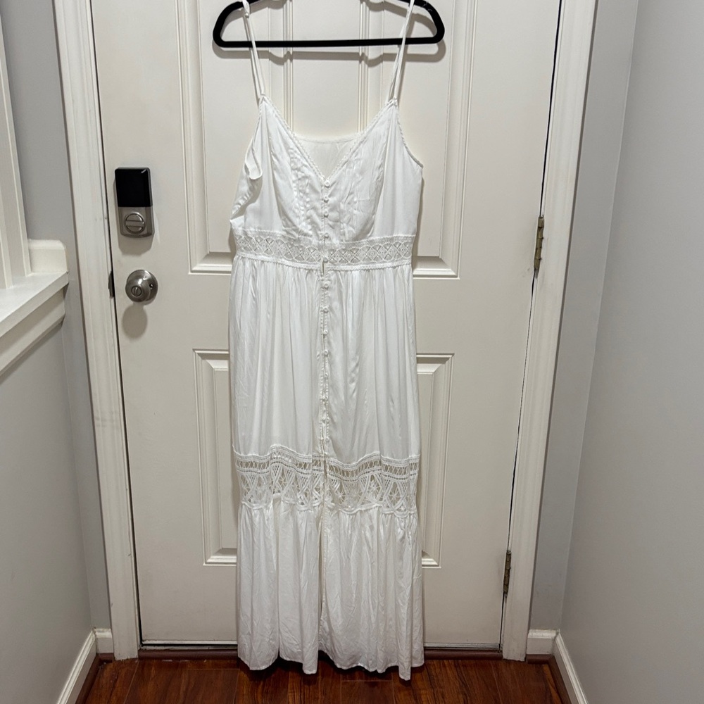 NEW WITH TAGS! Cup-she Ivory Lace-Trim Button-Front Maxi Dress